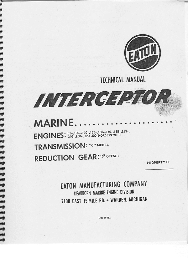 Product picture Interceptor marine engine N transmission technical manu